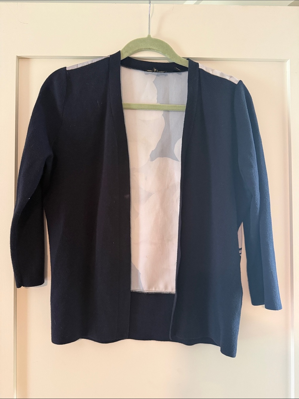 Ted Baker Navy Open-Front Cardigan with Cream Lining